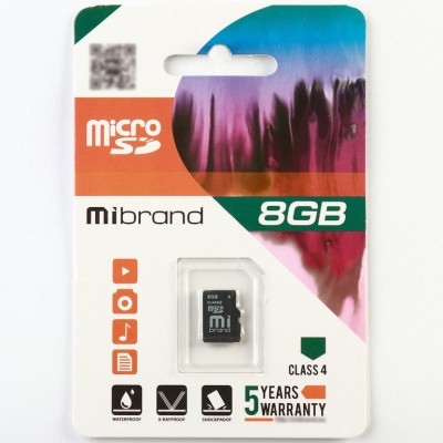 Карта памяти microSDHC UHS-1 Mibrand 8GB class 4 (MICDC4/8GB)
