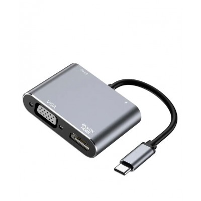 Перехідник штекер USB Type-C – гніздо HDMI / USB 3.0 / гніздо VGA з кабелем 15 см