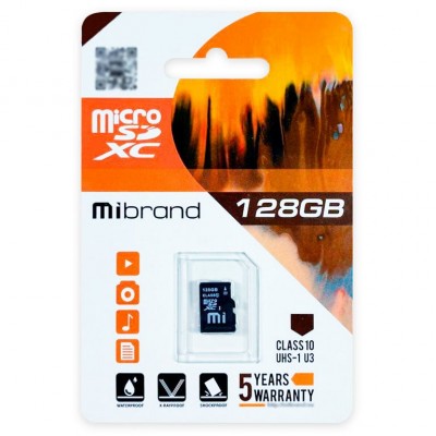 Карта пам'яті microSDXC Mibrand 128GB Class 10 UHS-1 U3