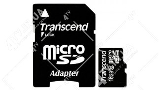 Карта пам'яті microSDHC UHS-I Transcend 16GB class 10 adapter SD (TS16GUSDU1)