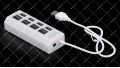 Хаб USB 2.0 4-х портовий живлення від USB 480Mbts білий