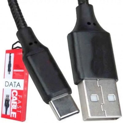 Кабель USB 2.0 AM Type-C сітка чорний 1 метр