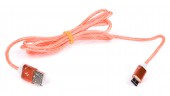 Кабель USB 2.0 AM Type-C SERTEC помаранчевий тканинна обплетення 1.0 метр
