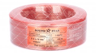 Кабель акустический Sound Star 2x0.16 CU прозрачно-красный 100 метров
