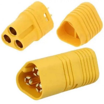 Роз'єм живлення MT60 3-х контактний комплект (штекер + гніздо) жовтий