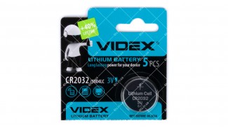 Батарейка CR2032 VIDEX Lithium 3V 1 шт блістер