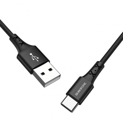 Кабель BOROFONE BX20 USB 2.0 TYPE-C TPE connectors 3A 1 метр black