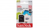 Карта пам'яті microSDHC SanDisk 64GB class 10 + adapter SDSQUNS-064G-GN3MA