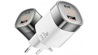 Адаптер мережний Essager 33W JT-P18 USB-C+USB-A з дисплеєм