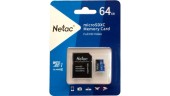 Карта пам'яті microSDXC Netac P500 64GB class 10+ adapter