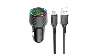 Автомобільний зарядний пристрій BOROFONE BZ21A Brilliant 36W dual port QC3.0 car charger set(Micro)