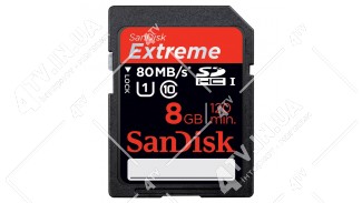 Карта пам'яті SDHC (UHS-1) SanDisk Exstreme 8GB class 10 (80Mb/s,533X) (SDSDXS-008G-X46)