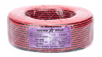 Кабель акустичний Sound Star 2x0.22 CU червоно-чорний 100 метрів