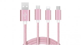 Кабель 3в1 USB 2.0 AM - Micro-B/iPhone Lightning/Type-C 1.0 метр pink