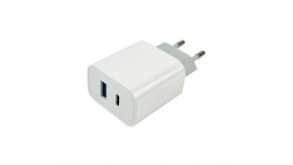 Адаптер мережний Mibrand MI-33 GaN 30W Travel Charger USB-A + USB-C White