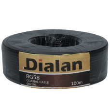 Кабель коаксіальний Dialan RG-58 Cu 100 метрів 50 Ом чорний
