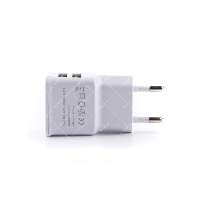 Адаптер мережевий 220В 5V 2.1A/1.0A USB 2 порти