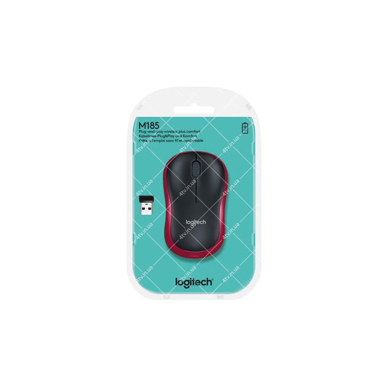 Мышь компьютерная беспроводная Logitech M185 красная