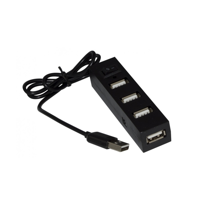 Хаб USB 2.0 4-х портовий живлення від USB 480Mbts чорний
