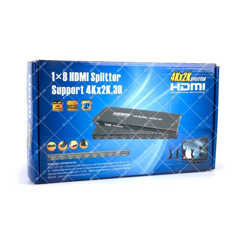 Спліттер HDMI 4K 1х8 активний UHD ATcom