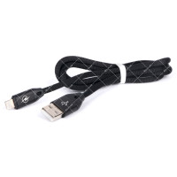 Кабель USB 2.0 AM - Lightning SERTEC черный тканевая оплетка 1.0 метр