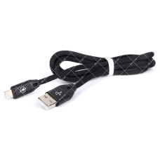 Кабель USB 2.0 AM - Lightning SERTEC чорний тканинна обплетення 1.0 метр
