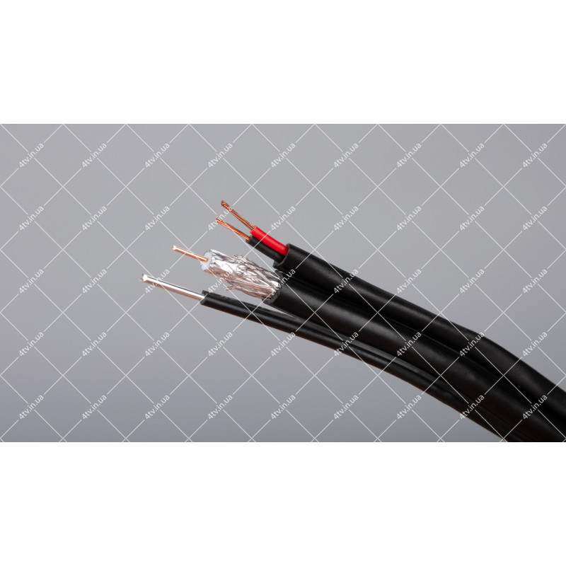 Кабель коаксіальний FinMark F5967BVM-2x0.75 305 метрів 75 Ом з тросом чорний