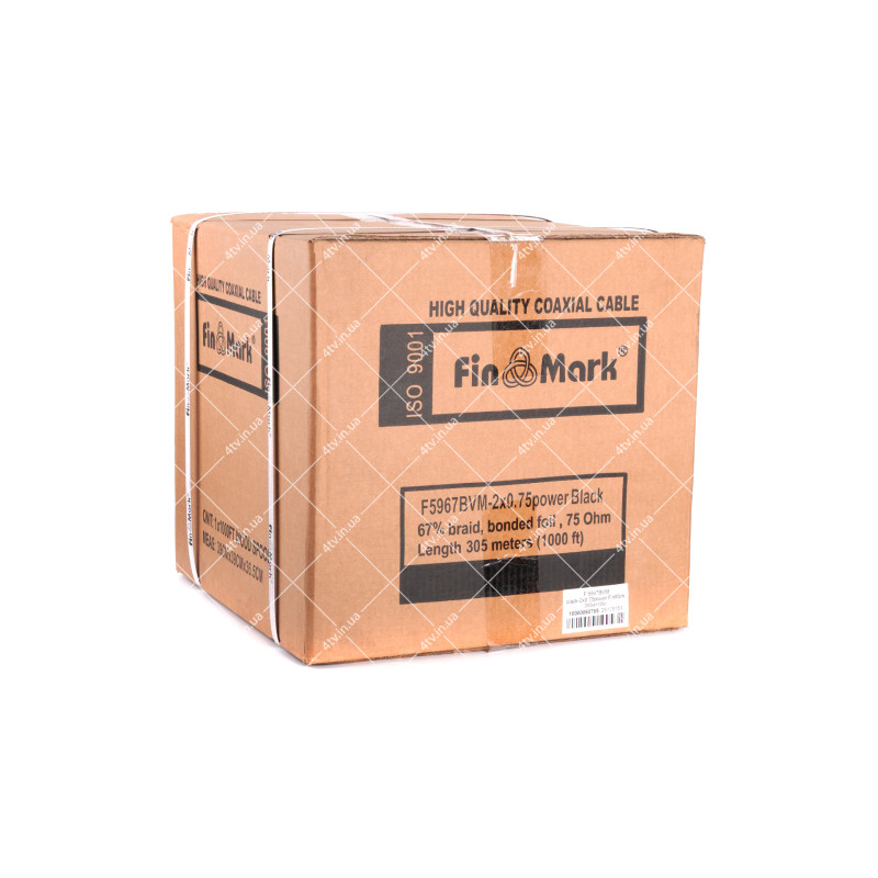 Кабель коаксіальний FinMark F5967BVM-2x0.75 305 метрів 75 Ом з тросом чорний