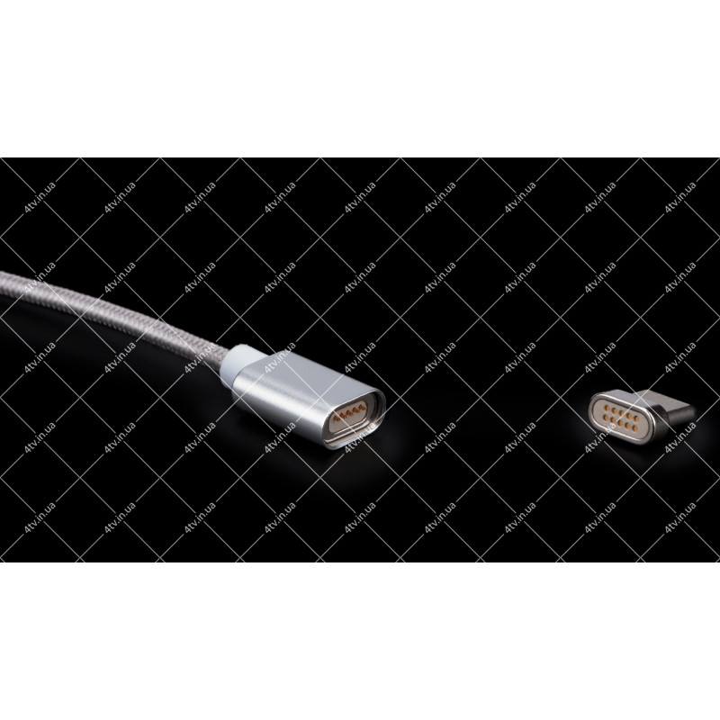 Кабель USB 2.0 до USB Type-C магнітний Silver 1.0 метр