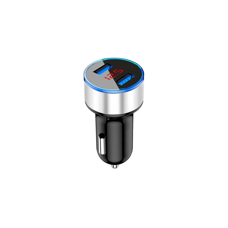 АЗУ 5V 3.1A Metal Dual USB Car Charger LED Display