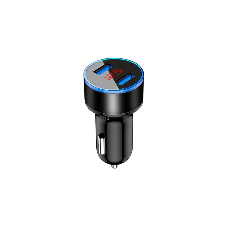 АЗУ 5V 3.1A Metal Dual USB Car Charger LED Display
