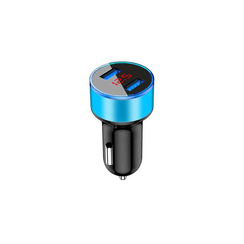 АЗУ 5V 3.1A Metal Dual USB Car Charger LED Display