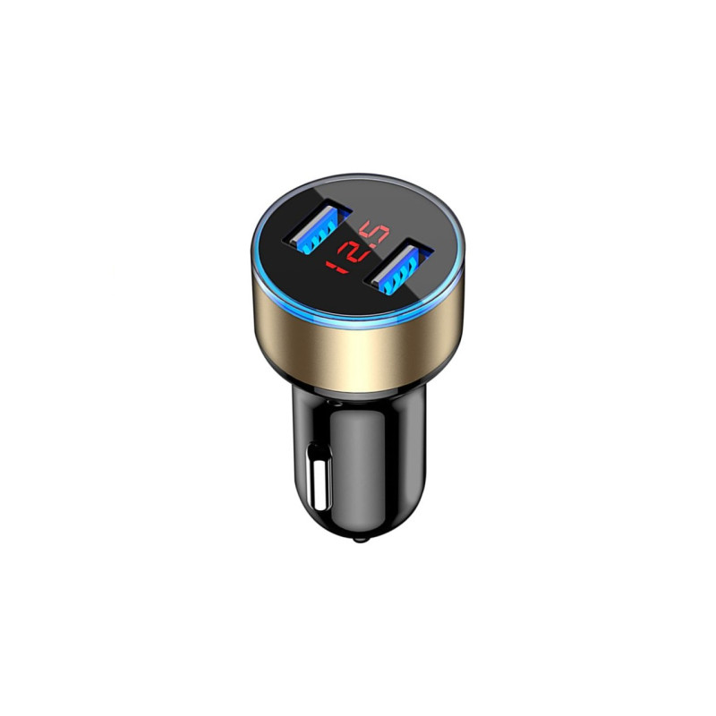 АЗУ 5V 3.1A Metal Dual USB Car Charger LED Display
