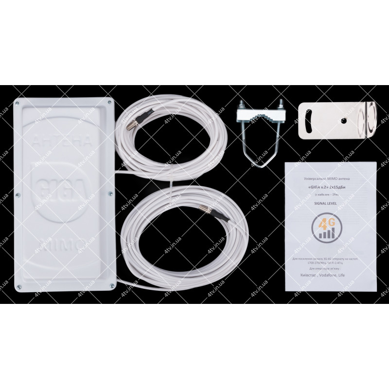GSM/3G/4G/LTE антенна панель GIGA v.2 MIMO 1700-2700 2x15dB + кабель 20м