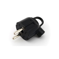 Вилка DE-PA 11103 з/з 16A 250V кутова чорна