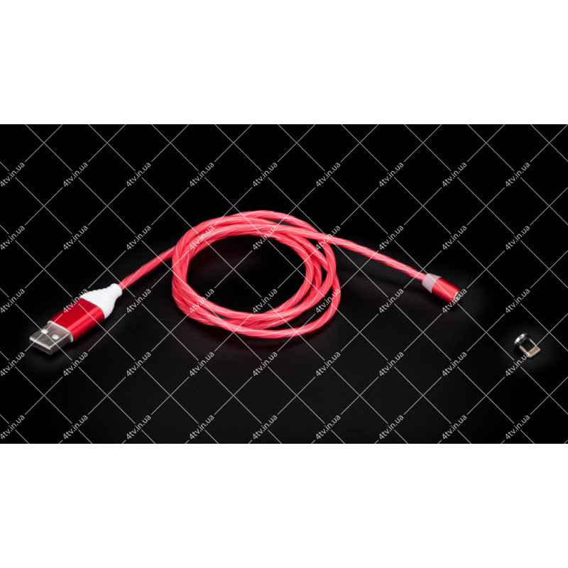 Кабель USB 2.0 AM to Lightning магнітний Red LED 1.0 метр
