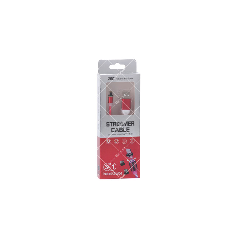 Кабель USB 2.0 AM to Lightning магнітний Red LED 1.0 метр