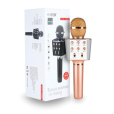 Мікрофон-караоке з динаміком Wster WS-1688 золотий бездротовий