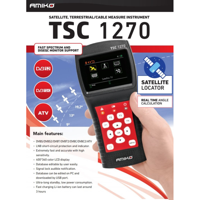 Прибор для настройки Amiko MultiTracker TSC-1270 DVB-S2/T2/C