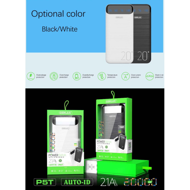 Power Bank Gerlax P5T 20000 mAh Black