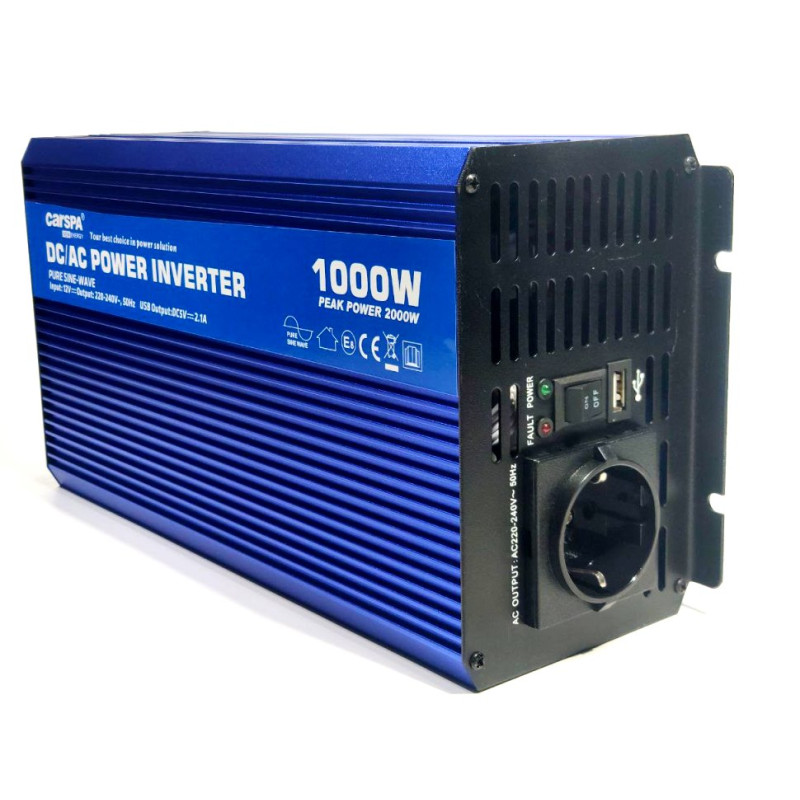 Інвертор c 12V до 220V Carspa SINUS 1000-122 1000Вт