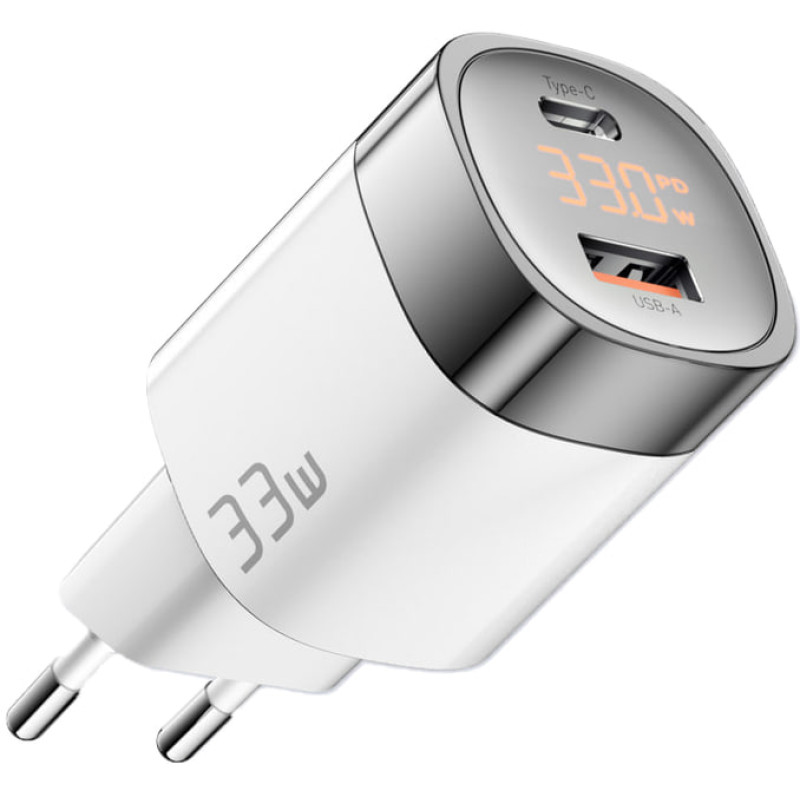Адаптер сетевой Essager 33W  JT-P18 USB-C+USB-A с дисплеем