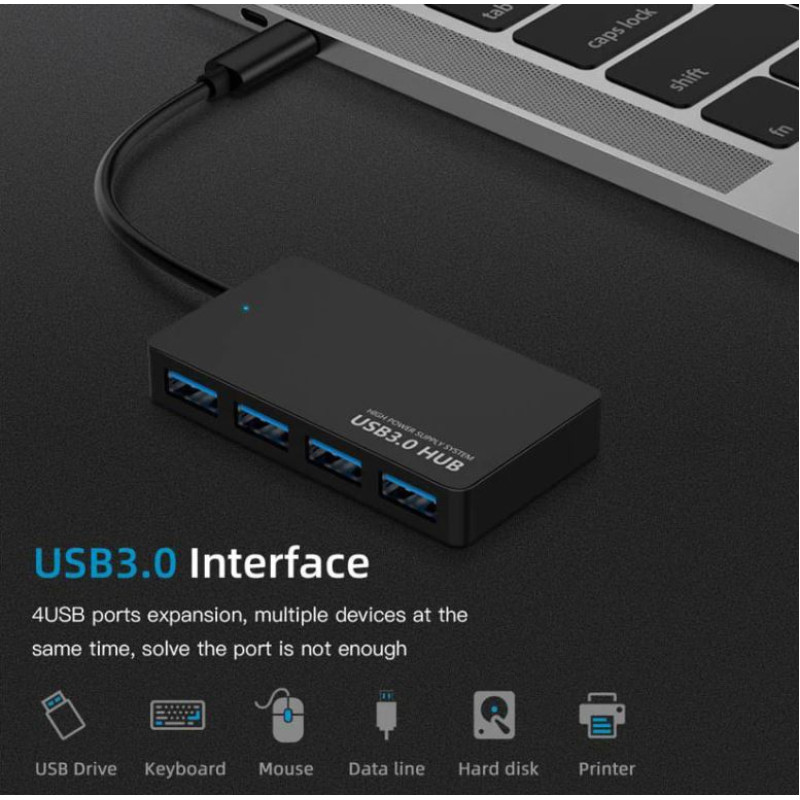 Хаб USB 3.0 4-х портовий 5Gbps ультратонкий блістер