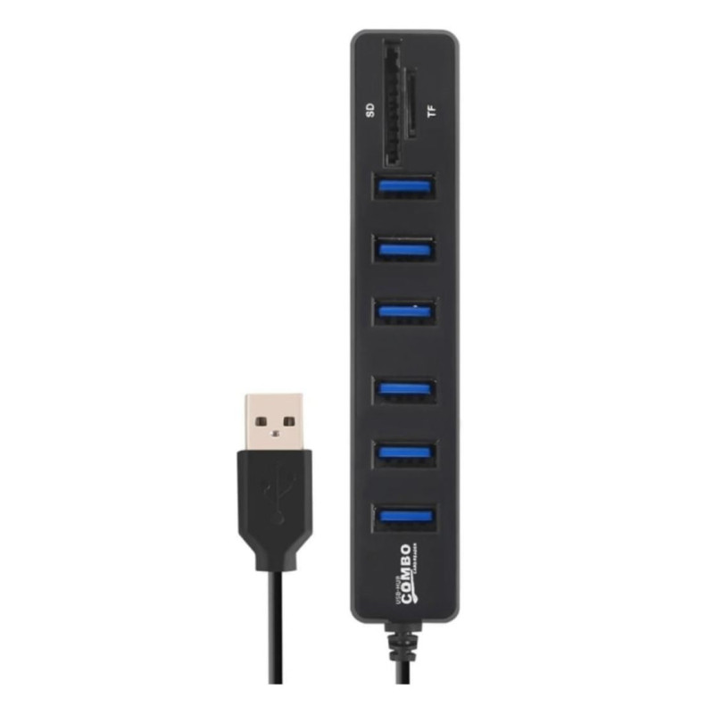 Хаб USB 2.0/3.1 Combo 6-ти портовий живлення від USB з картридером блістер