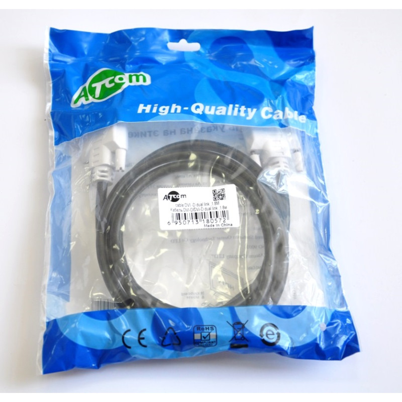 Кабель DVI - DVI Atcom FERITE 24/24PIN 1.8 метра