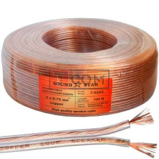 Кабель акустичний Sound Star, Cu, 2х0.75мм², прозорий, 100м=бухта