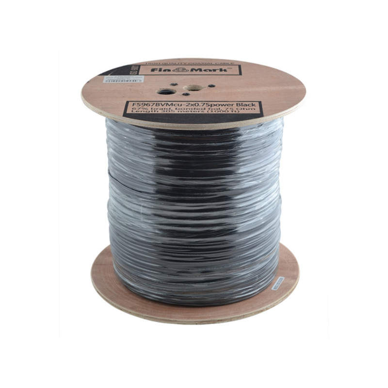 Кабель коаксіальний FinMark F5967BVMcu-2x0.75 305 метрів 75 Ом з тросом чорний