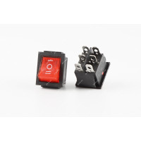 Переключатель TCOM IRS-203-1C ON-OFF-ON 6pin 15A 220V широкий с подсветкой красный