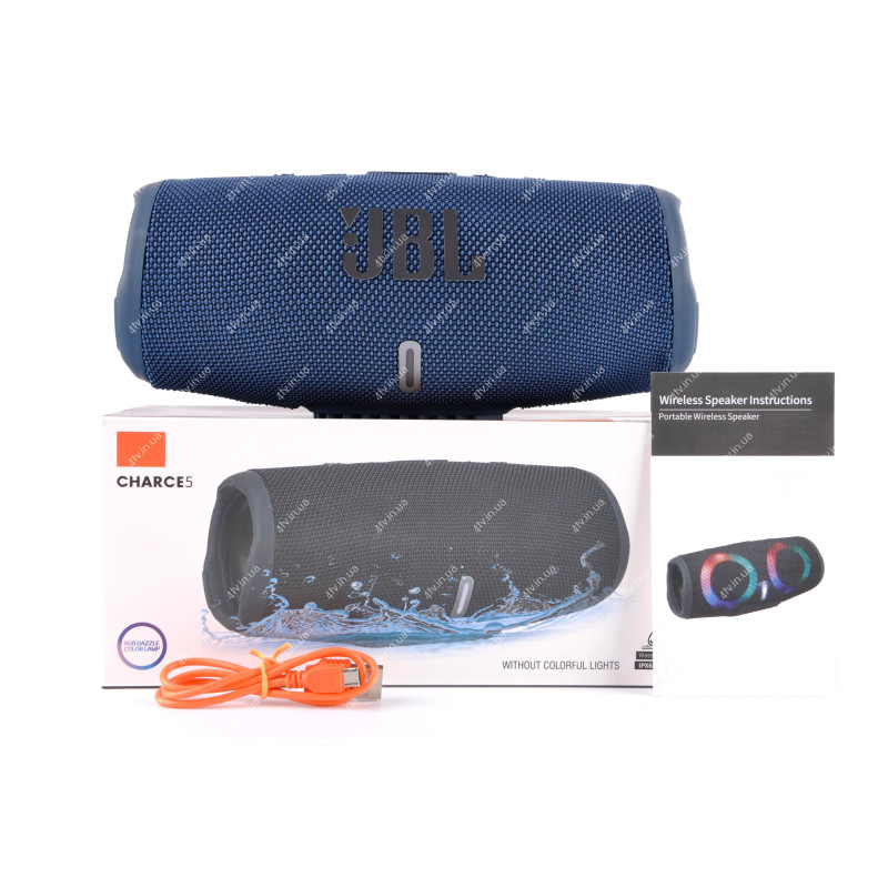 Колонка портативная JBL CHARGE 5 Bluetooth с подсветкой синяя copy