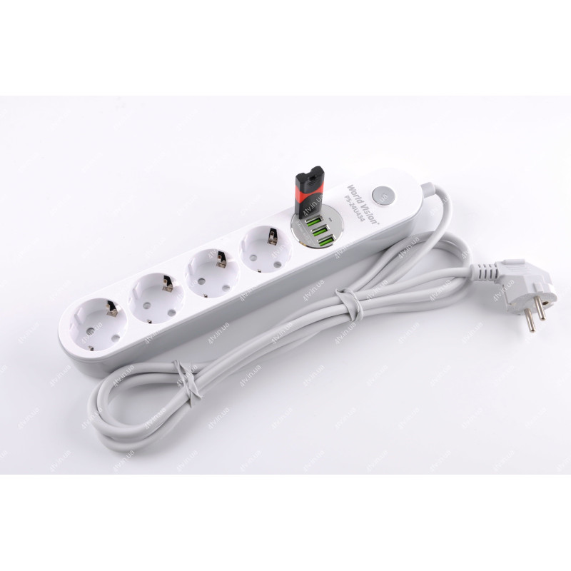Фільтр мережевий World-Vision PS-24U434 4 розетки 4 usb 2 метри